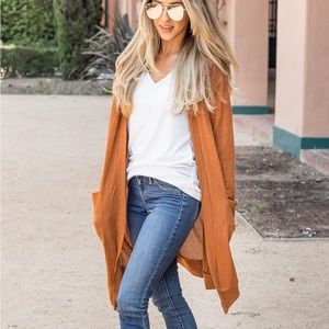 Tickled Teal Women's Long Sleeve Knit Open Front Sweater Cardigan with Pockets